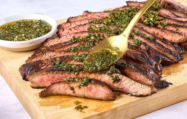 Grilled Strip Steak with Green Chimichurri