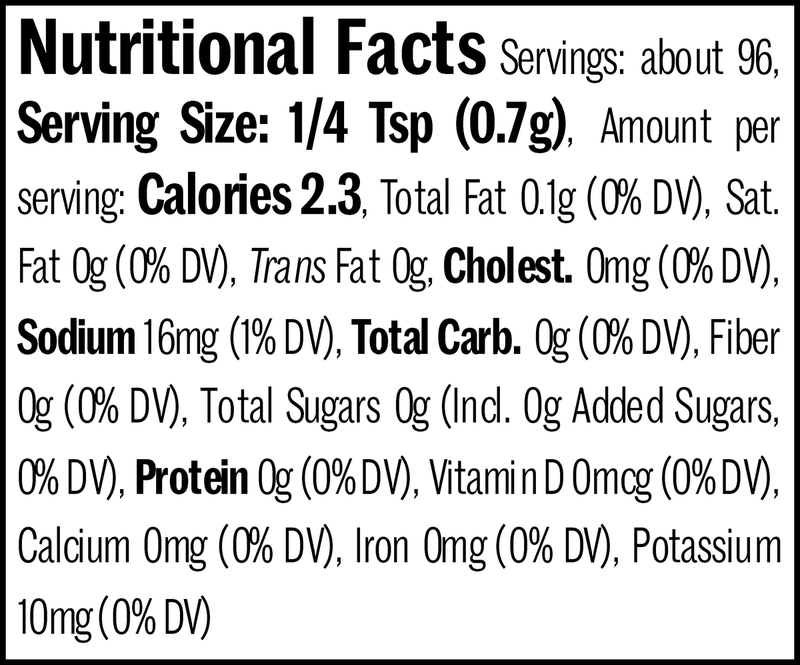 Sumac Flatpack, 2.4oz. Nutrition Label