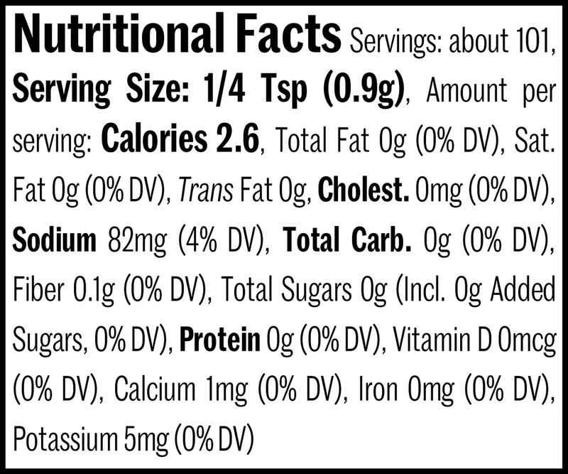 Classic Chip Dip Mix Jar, 3.2oz. Nutrition Label