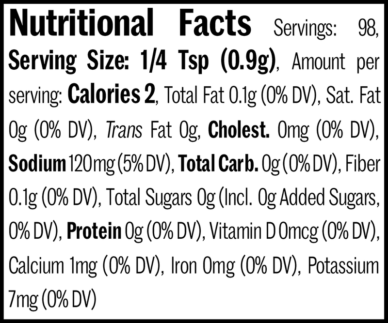 Kansas City Barbecue Blend Flatpack, 3.1oz. Nutrition Label