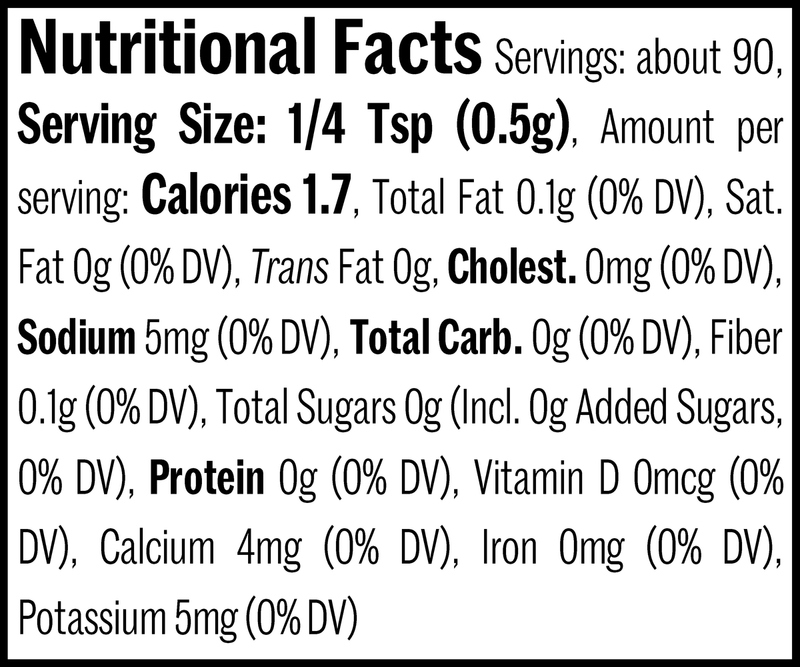 Za'atar Jar, 1.6oz. Nutrition Label