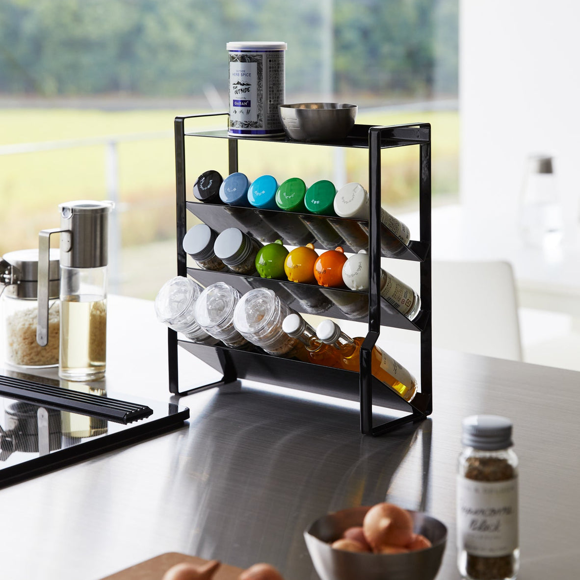 Yamazaki Home Four-Tier Slim Spice Rack - Steel
